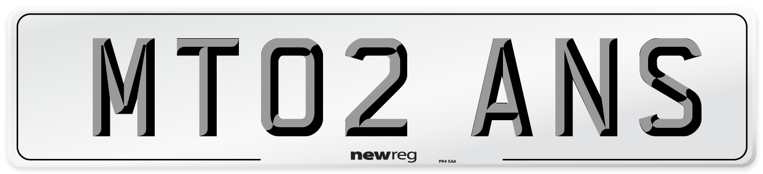 MT02 ANS Number Plate from New Reg